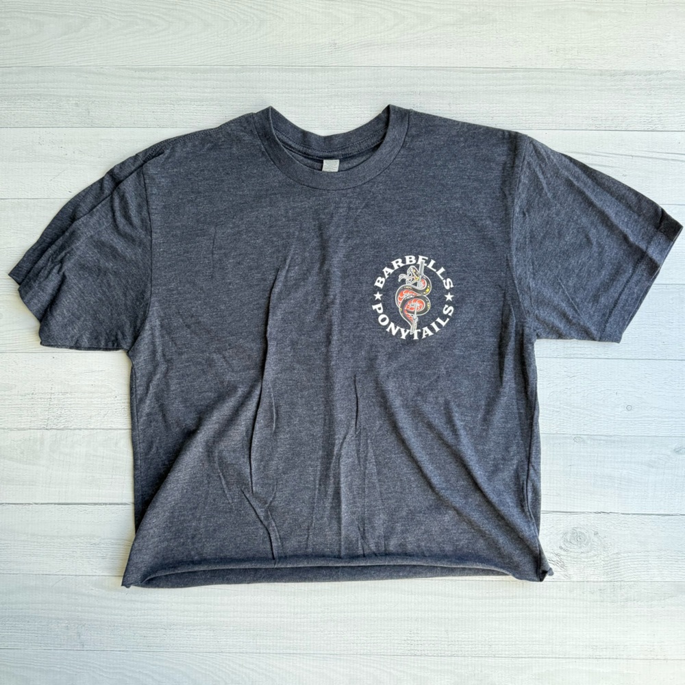 Barbells & Ponytails Snake Eyes Heather Navy Crop Tee S